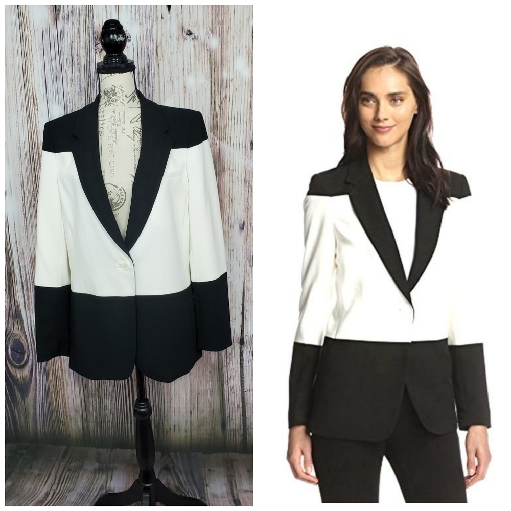 Peace of Cloth Colorblock Black Button Blazer